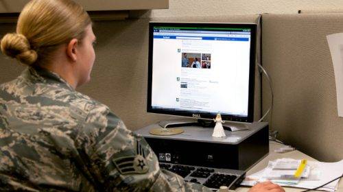 Military Person on Computer