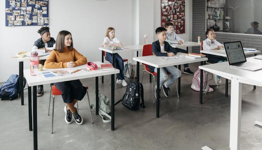 School with students learning